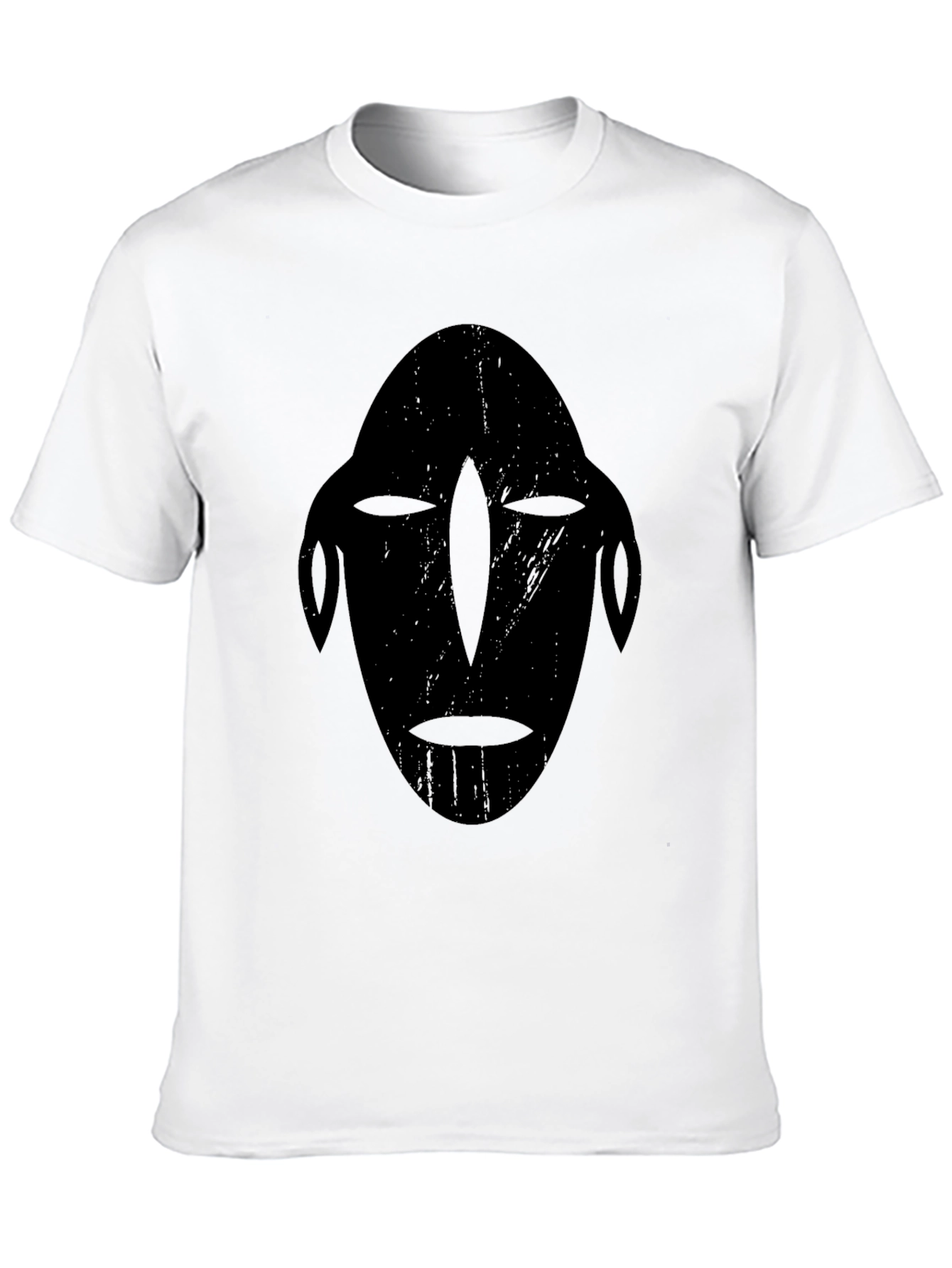 Tribal Mask Graphic Tee - Black Cotton T-Shirt