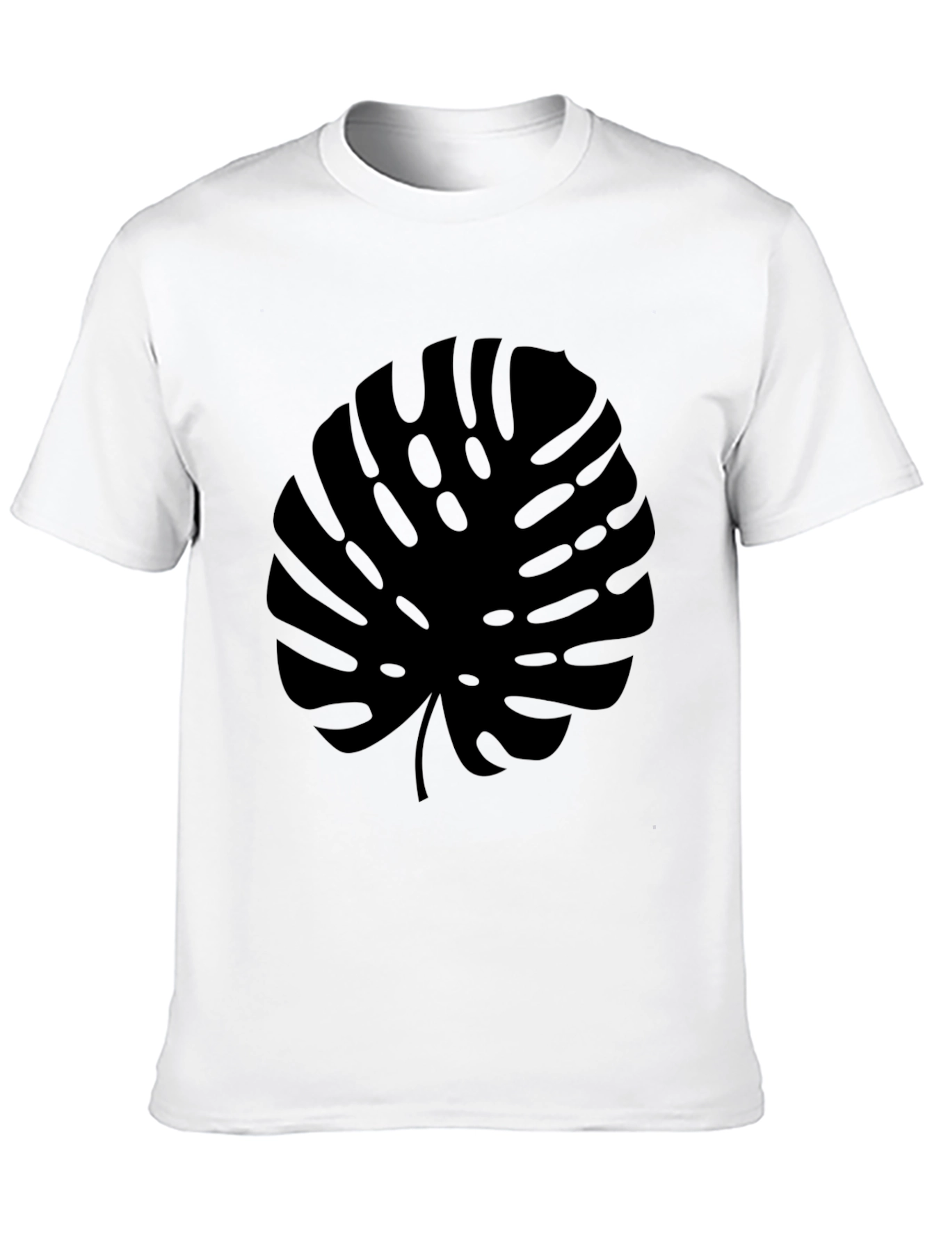 Modern Monstera Leaf Graphic Tee - Black