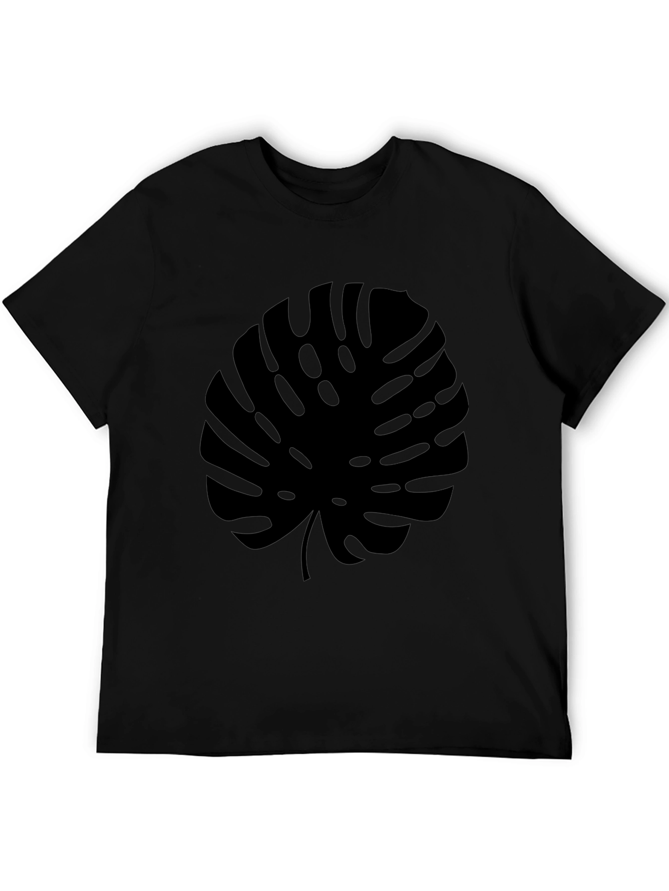 Modern Monstera Leaf Graphic Tee - Black