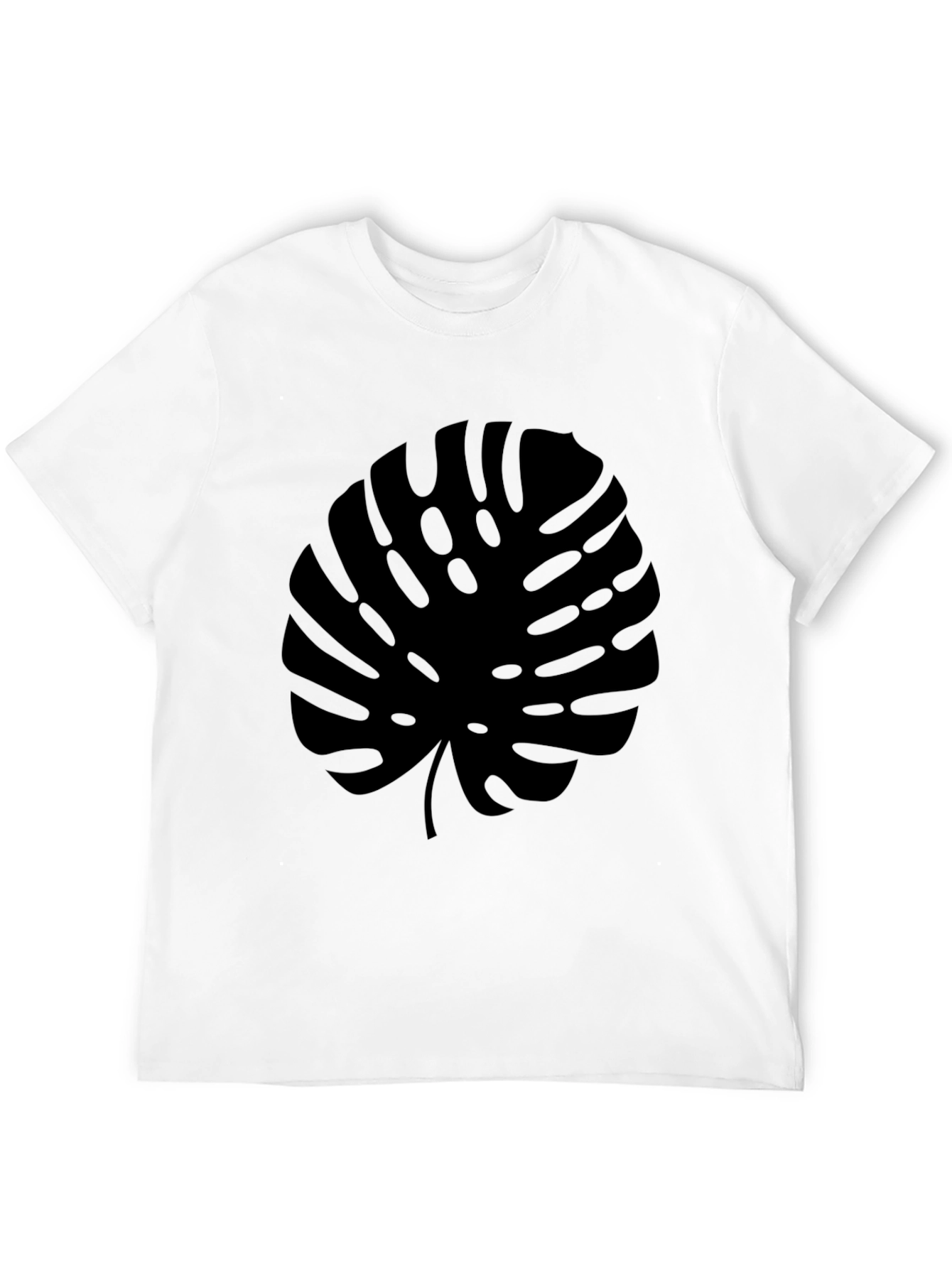 Modern Monstera Leaf Graphic Tee - Black