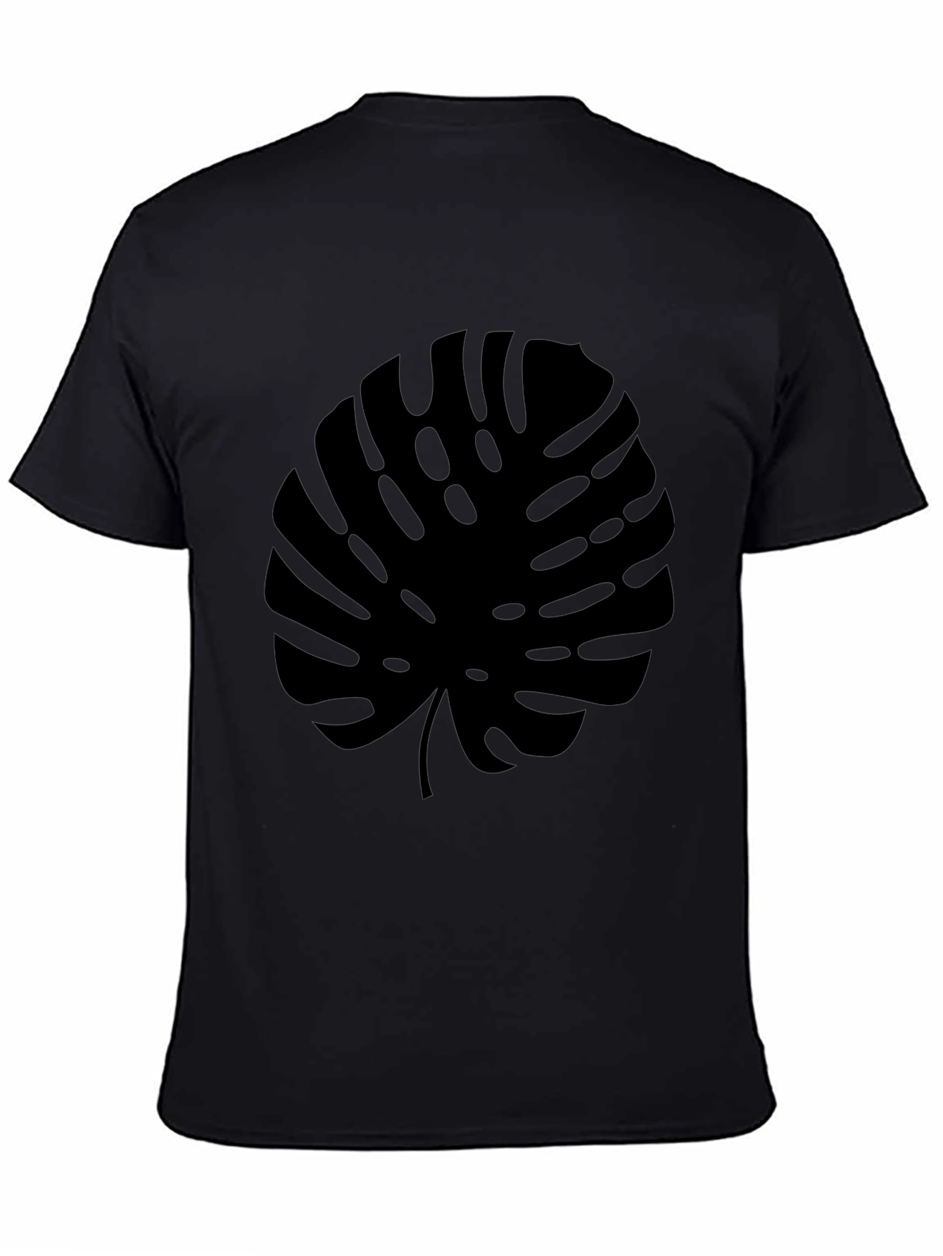 Modern Monstera Leaf Graphic Tee - Black