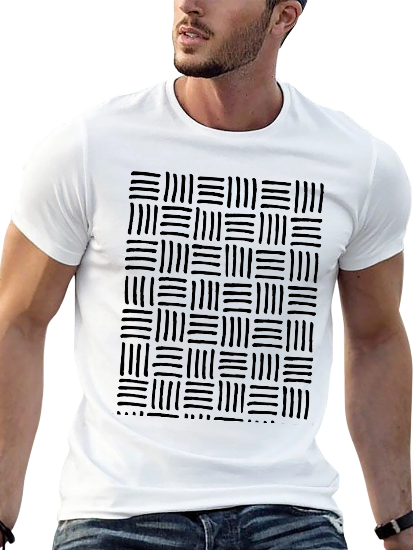 Modern Black Woven Pattern Tee