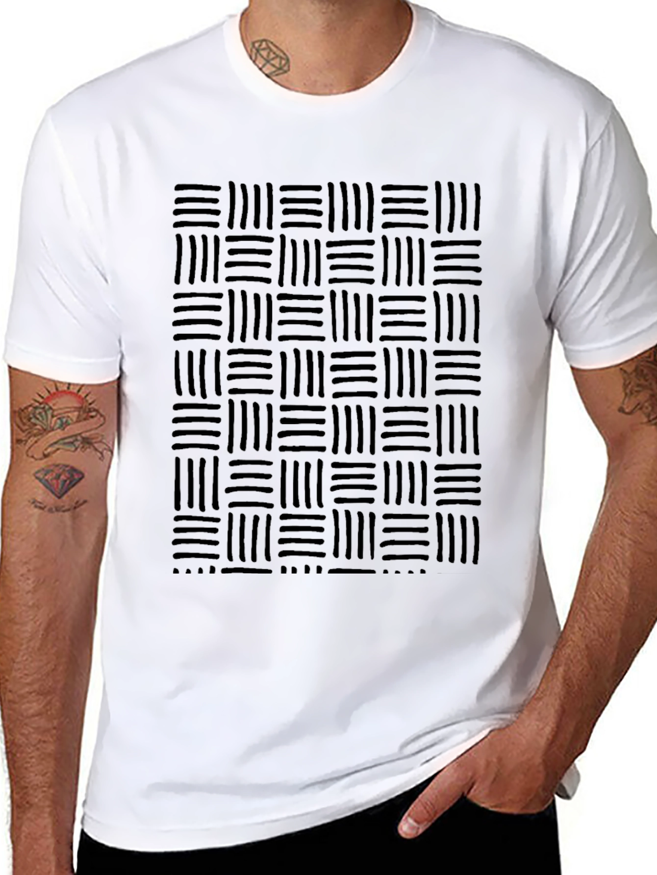 Modern Black Woven Pattern Tee