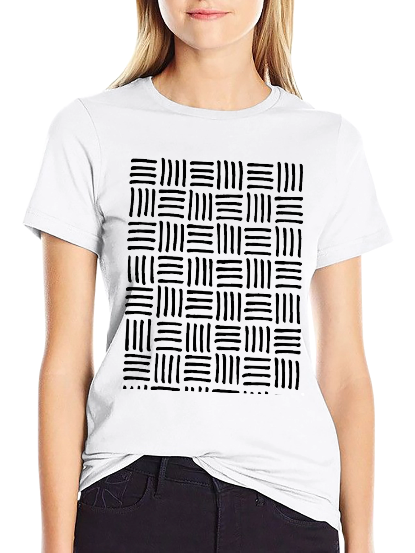 Modern Black Woven Pattern Tee