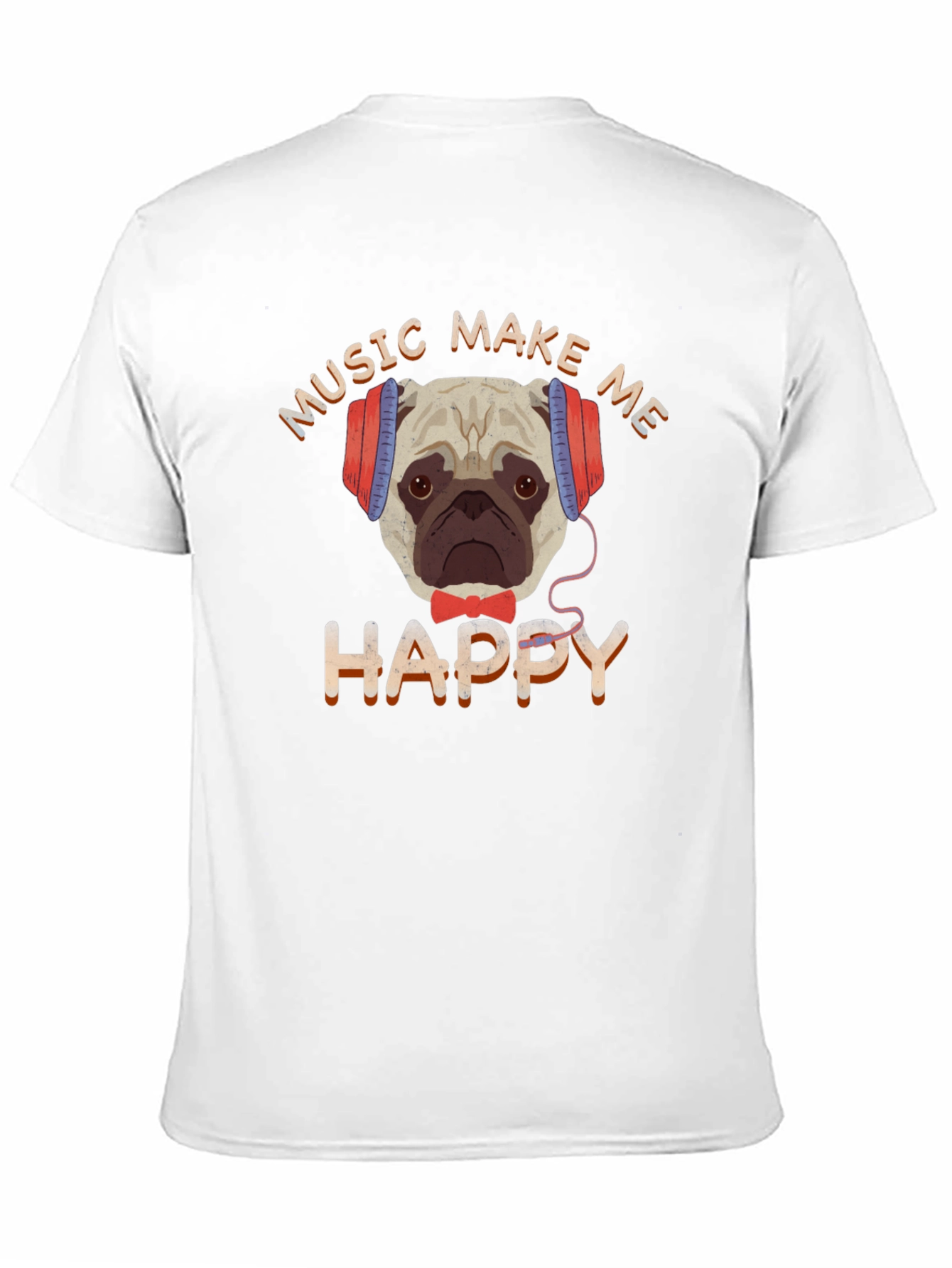 Music Make Me Happy Pug T-Shirt