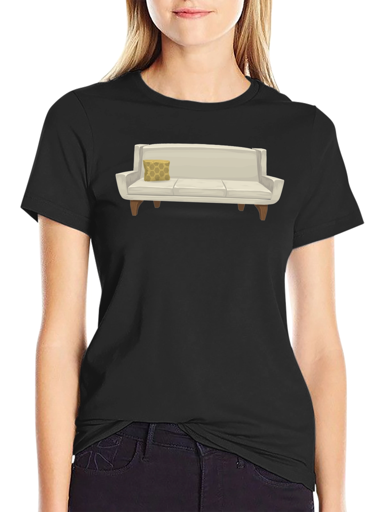 Modern Couch Graphic Tee - Comfortable Black T-Shirt
