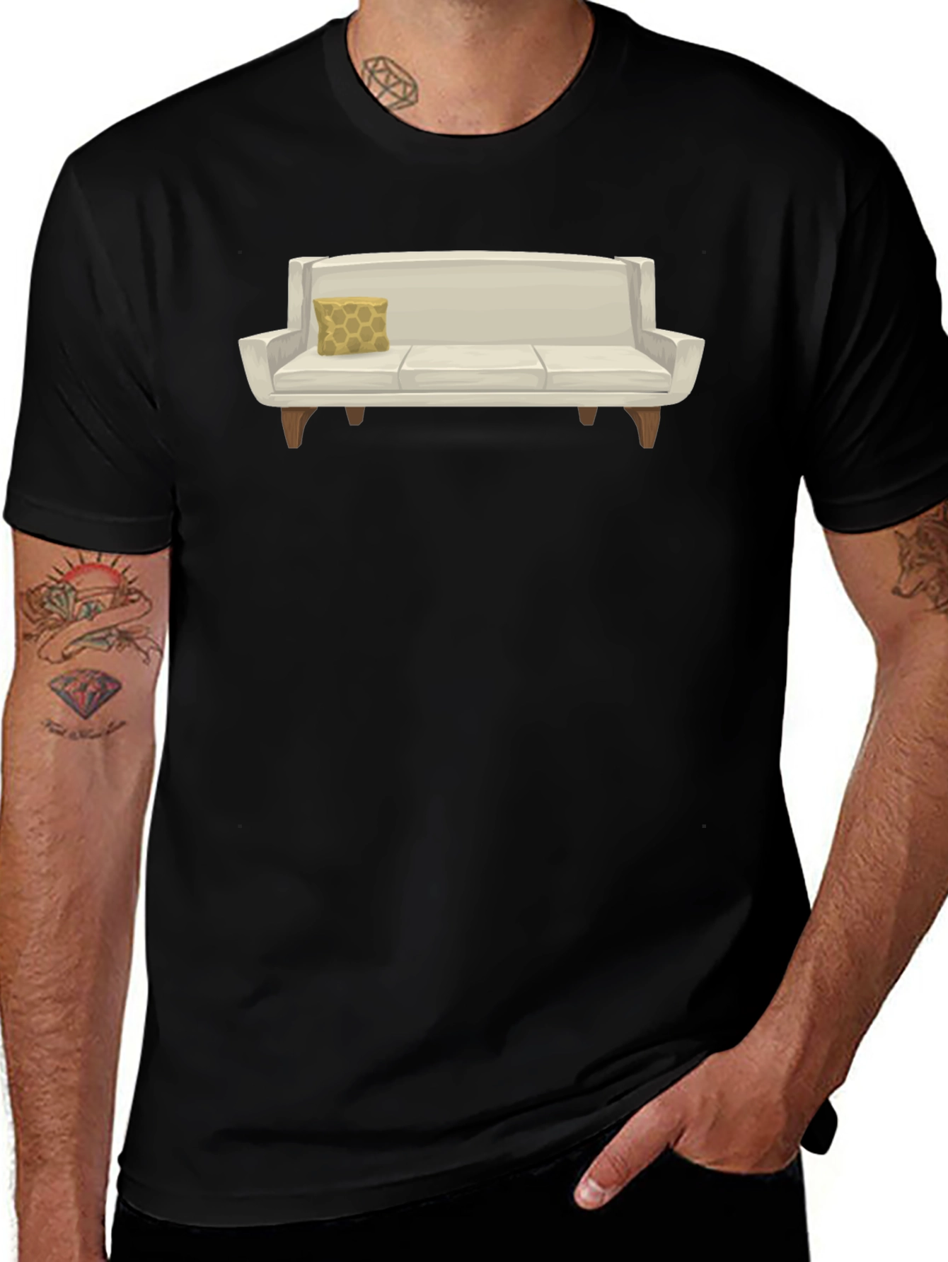 Modern Couch Graphic Tee - Comfortable Black T-Shirt