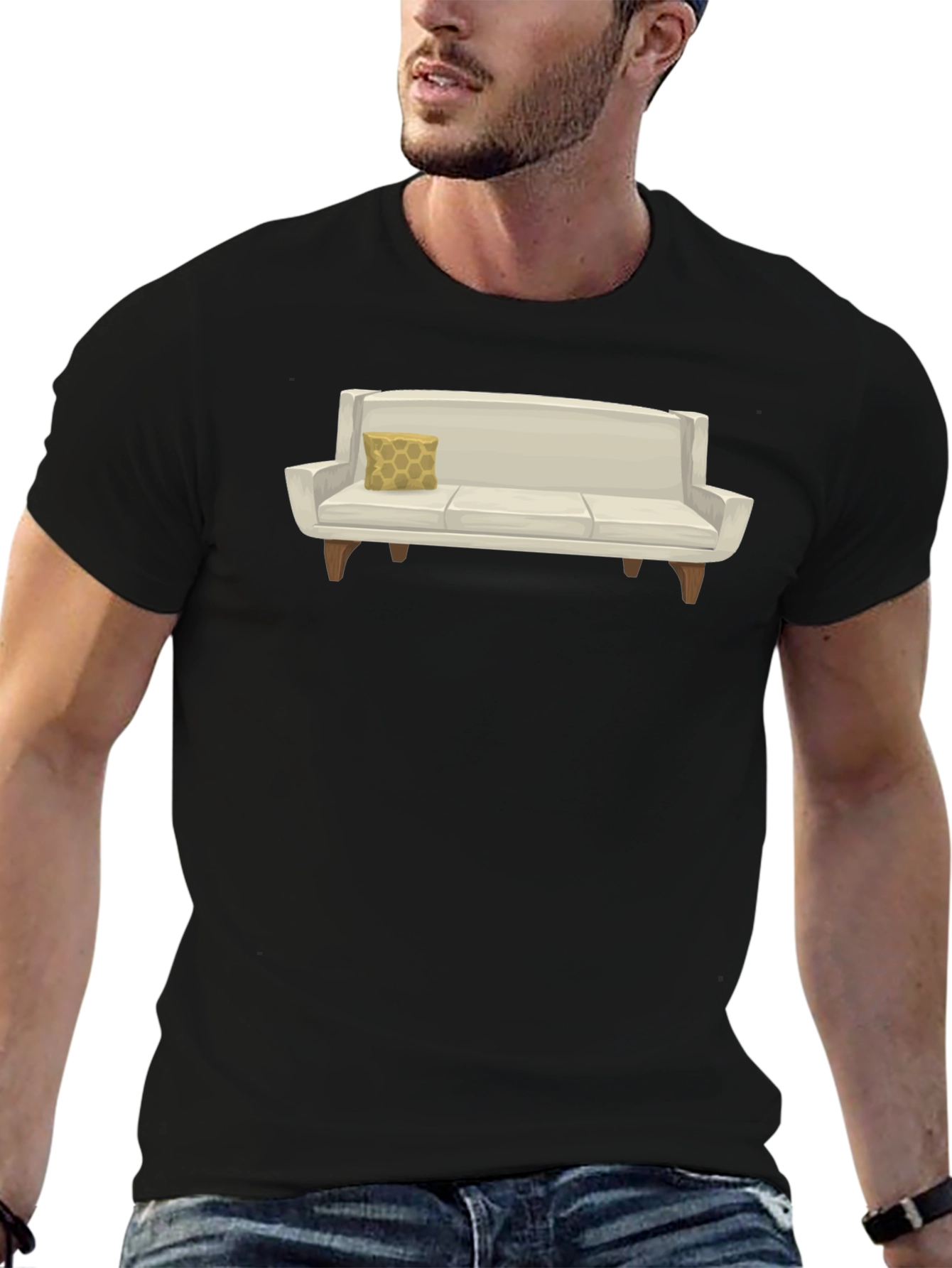 Modern Couch Graphic Tee - Comfortable Black T-Shirt
