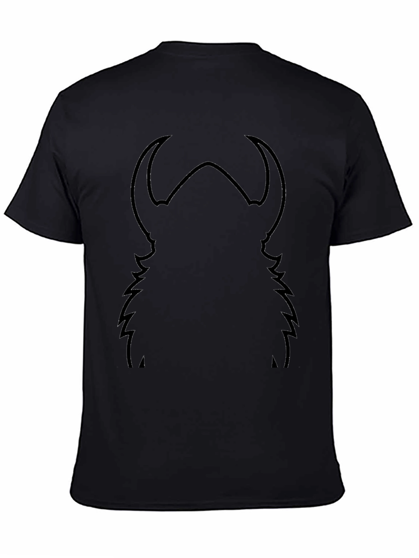 Black Graphic Tee - Abstract Horned Silhouette Design