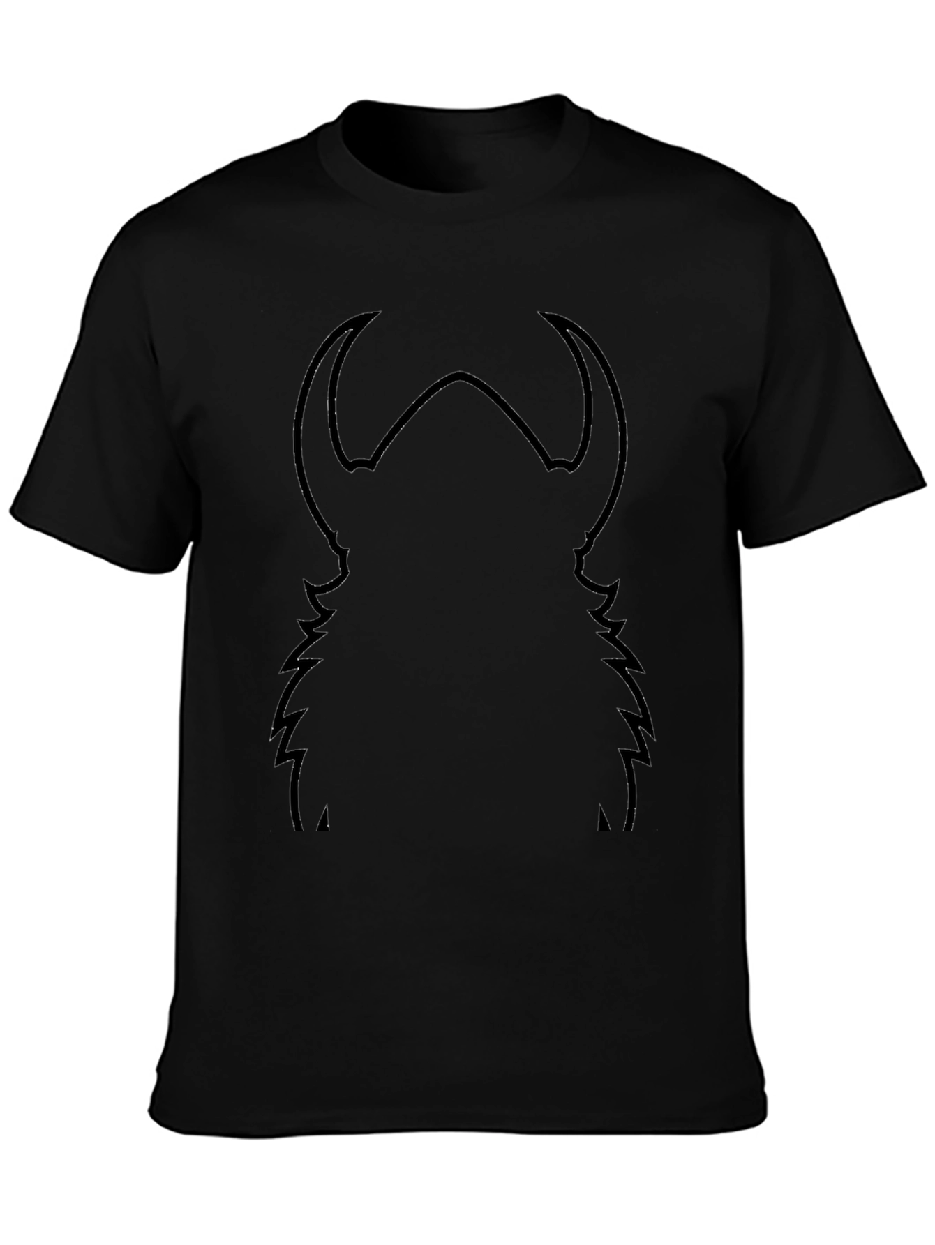 Black Graphic Tee - Abstract Horned Silhouette Design