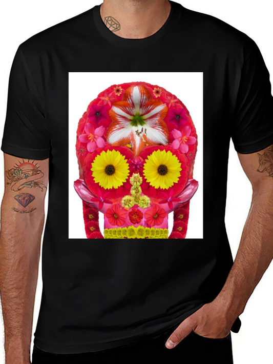 Floral Skull Graphic Tee - Day of the Dead