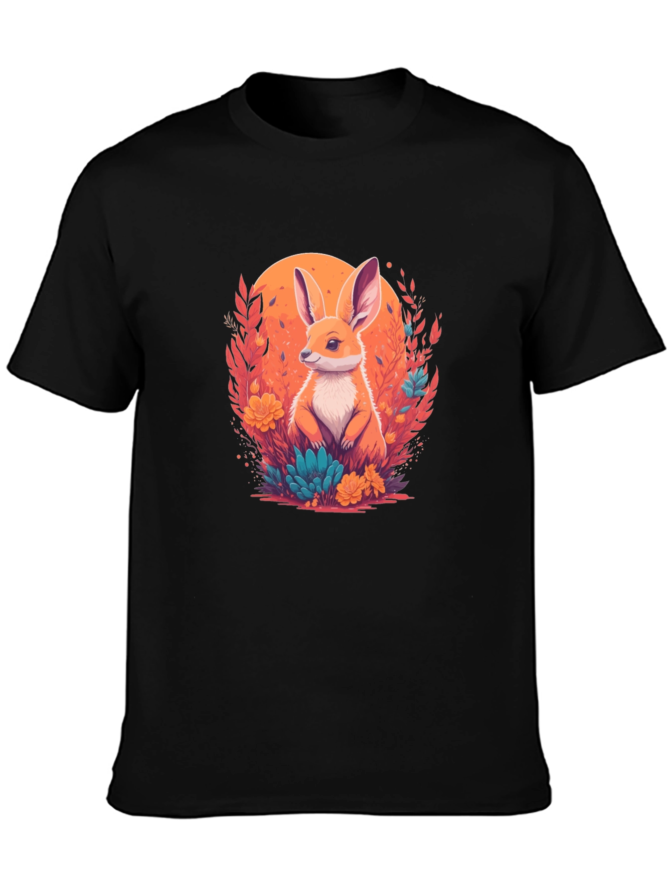 Rabbit in Bloom Graphic Tee - Artistic Comfort