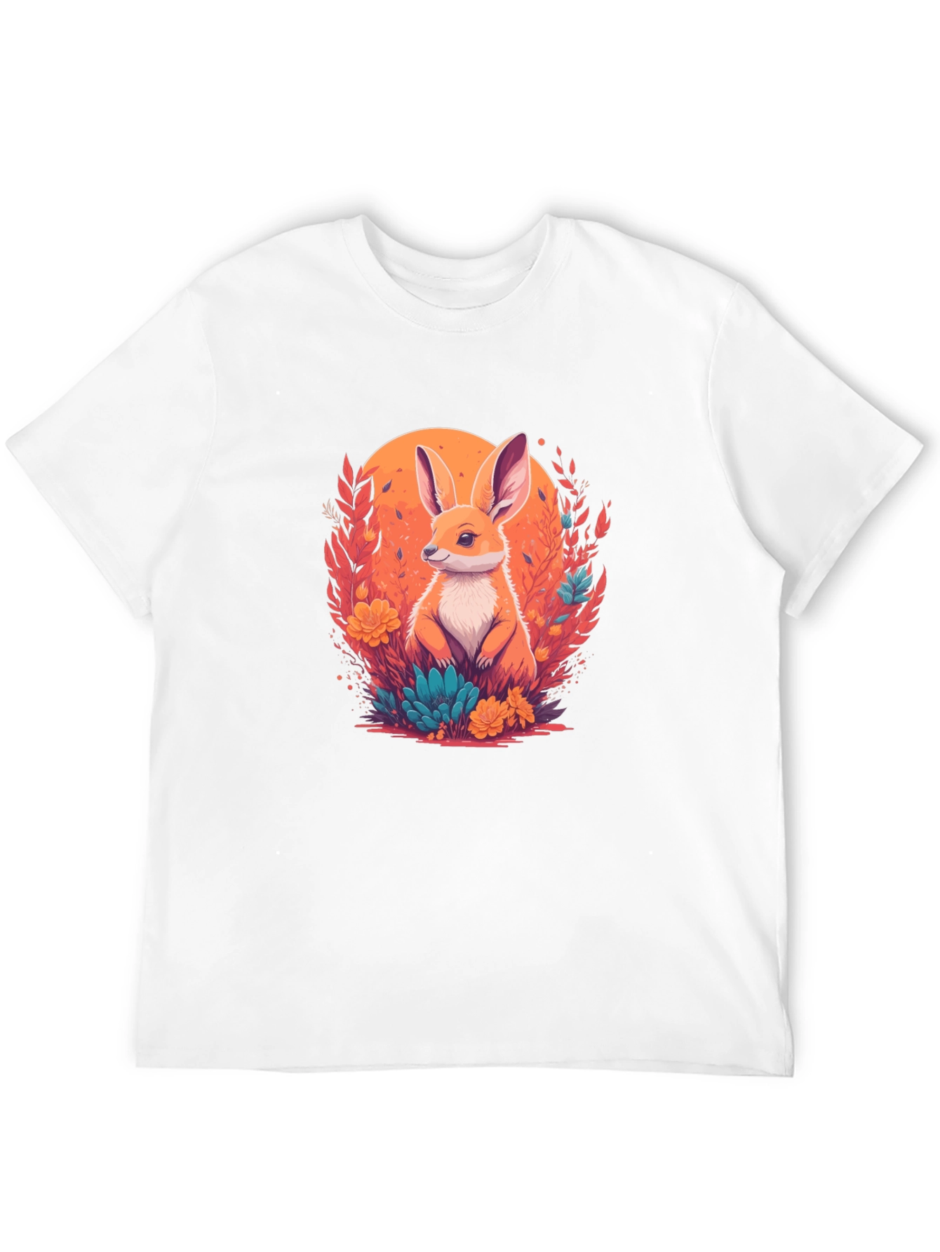 Rabbit in Bloom Graphic Tee - Artistic Comfort