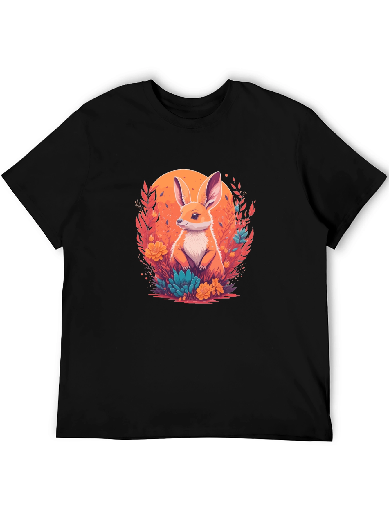 Rabbit in Bloom Graphic Tee - Artistic Comfort