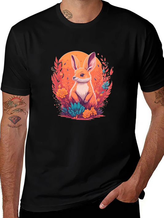 Rabbit in Bloom Graphic Tee - Artistic Comfort