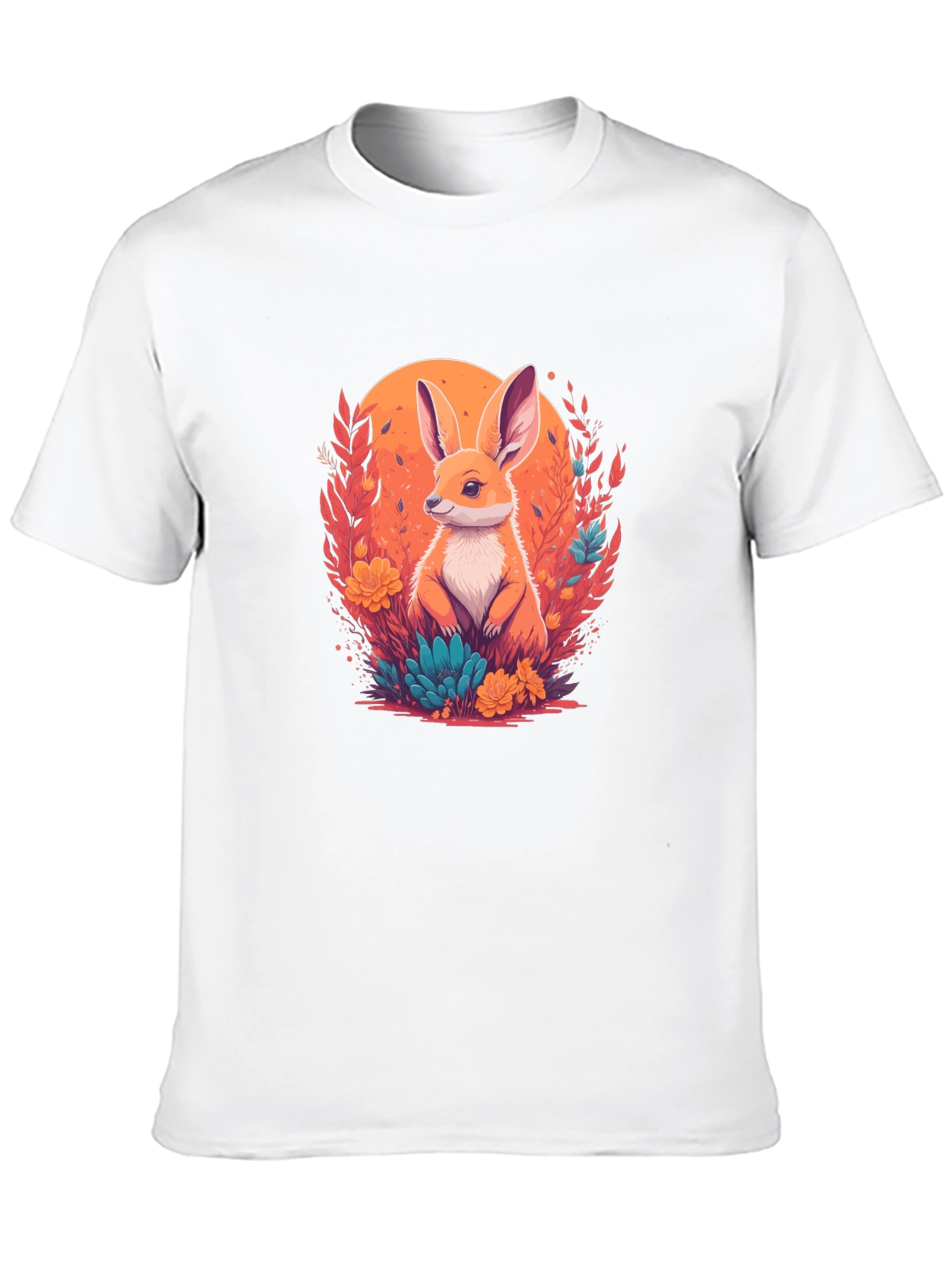 Rabbit in Bloom Graphic Tee - Artistic Comfort