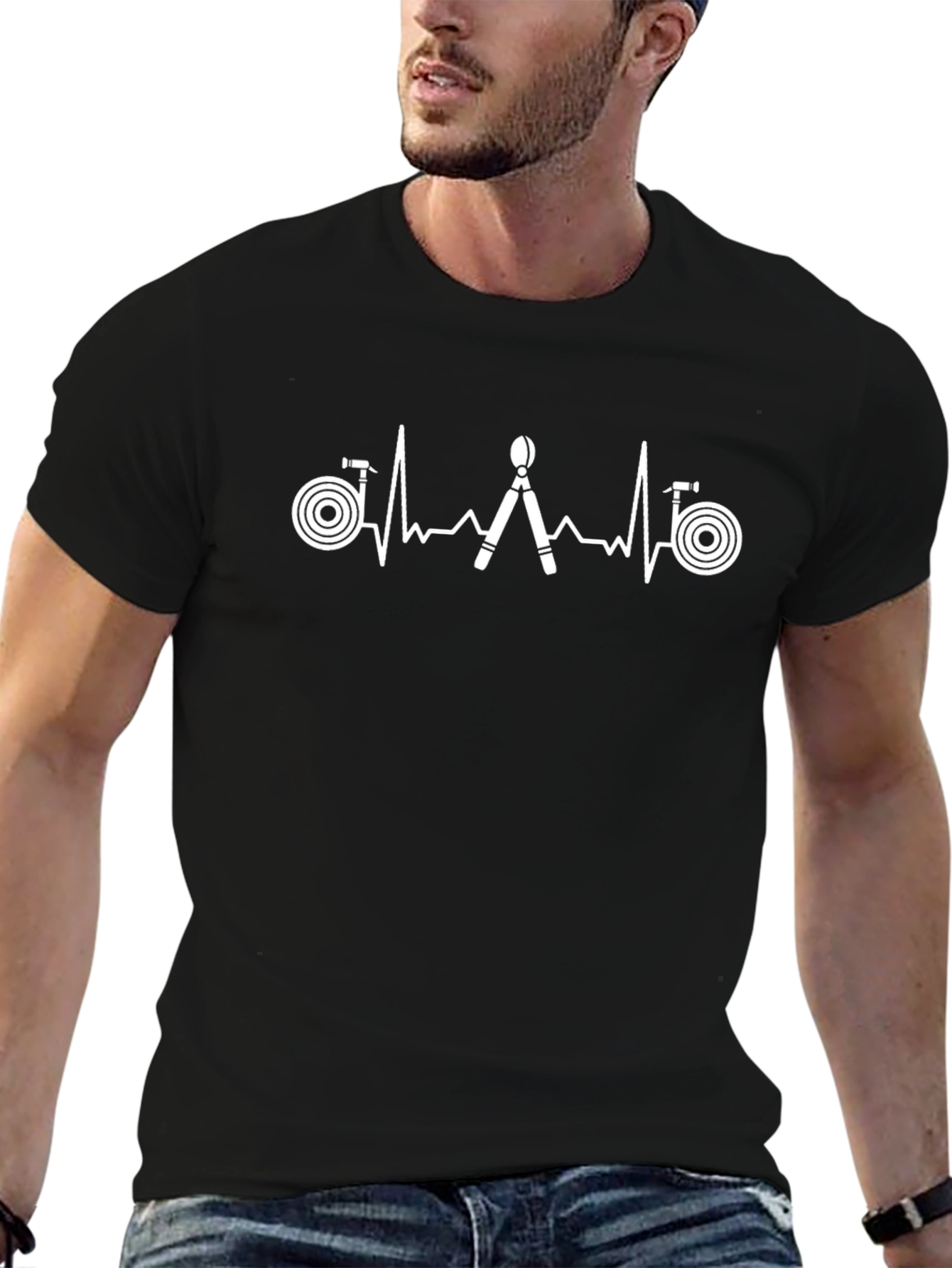 Firefighter Heartbeat T-Shirt - Black