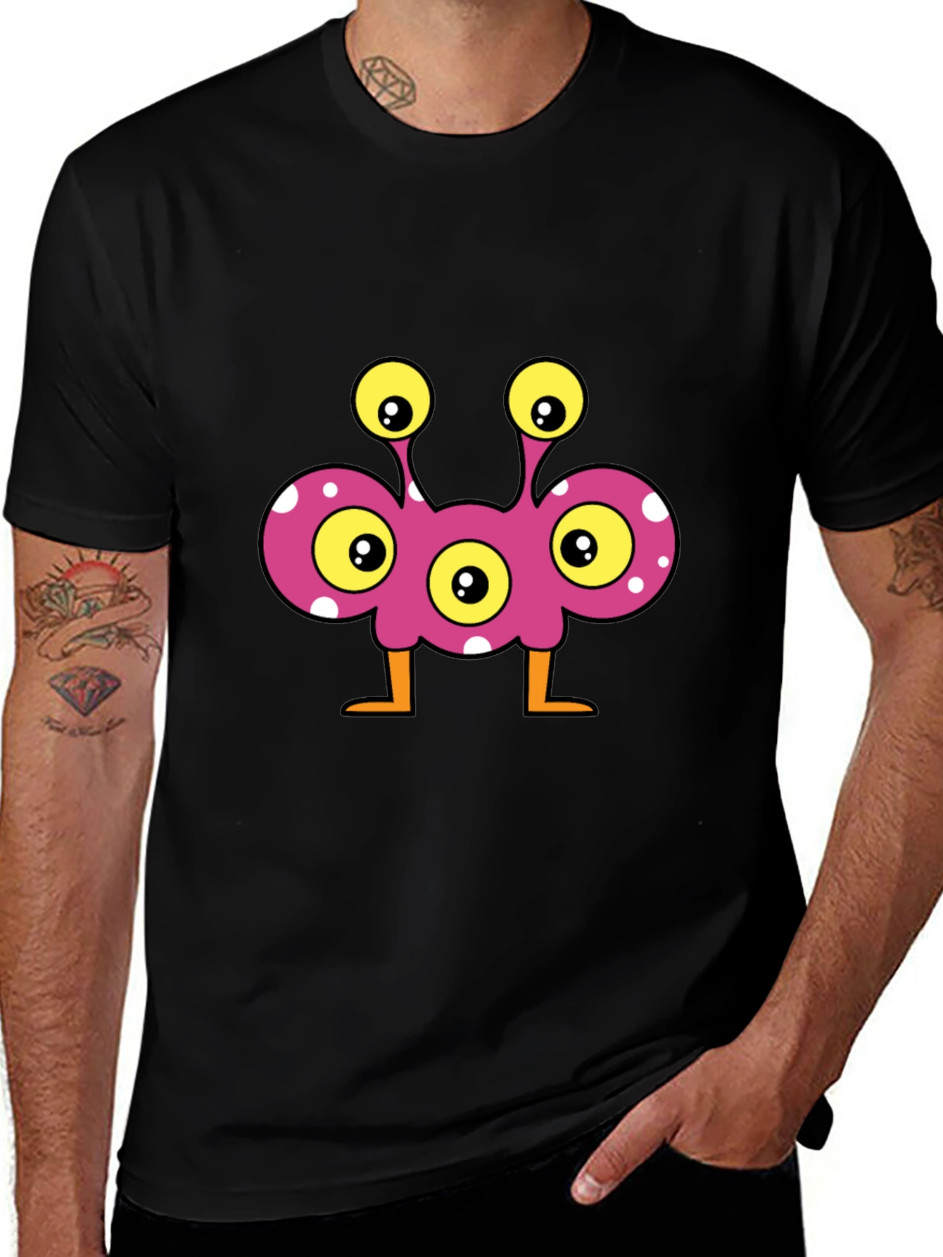 Fun Monster Graphic Tee - Black Cotton T-Shirt
