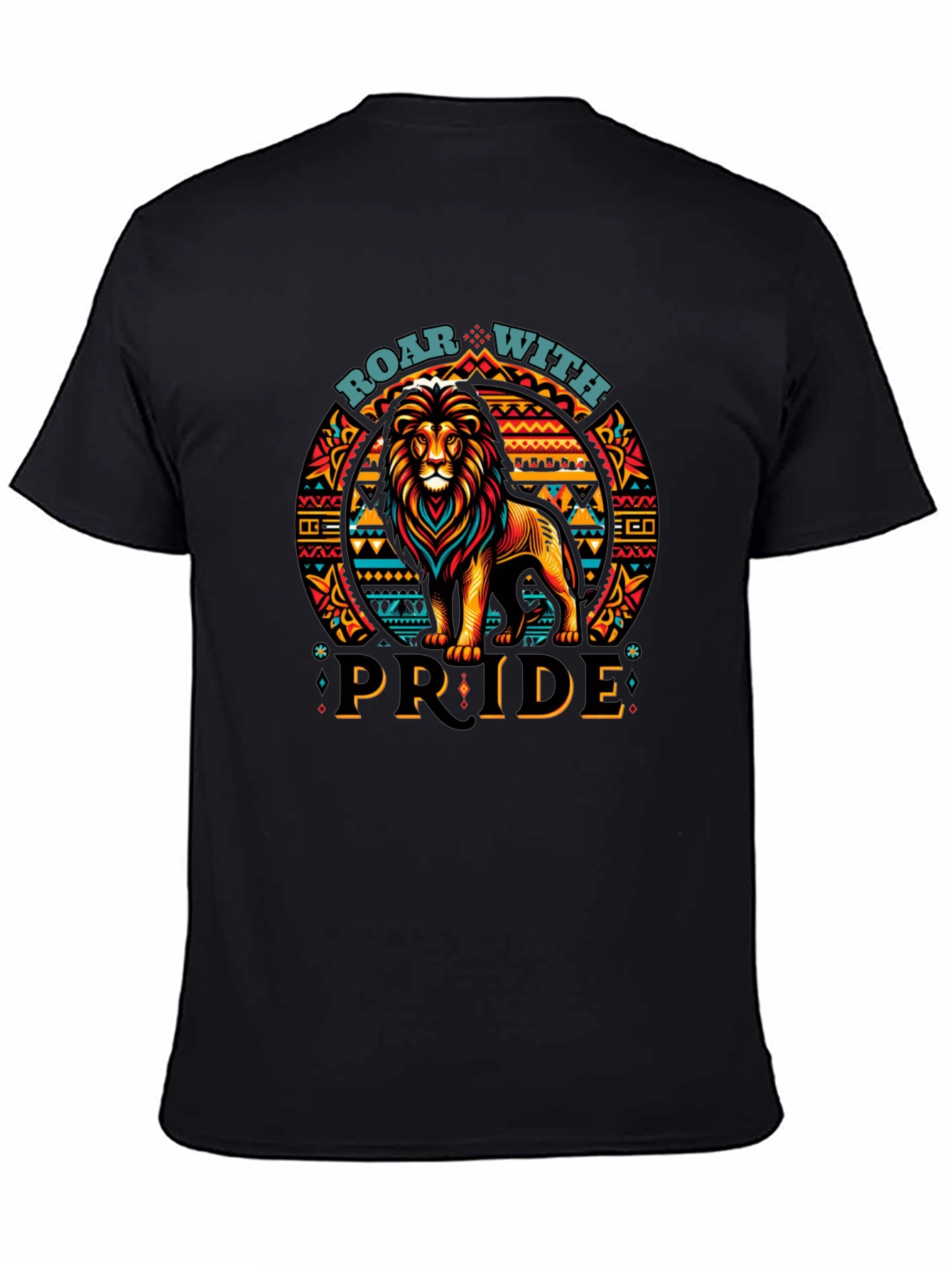 Roar With Pride Lion Graphic Tee - Black