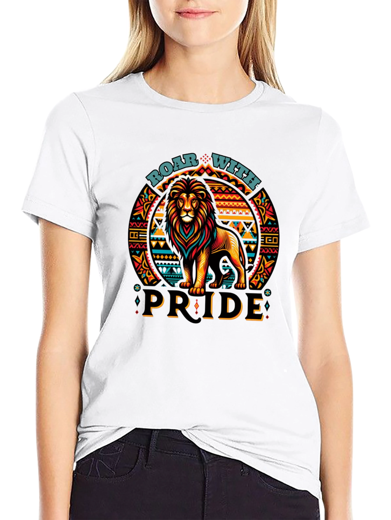 Roar With Pride Lion Graphic Tee - Black