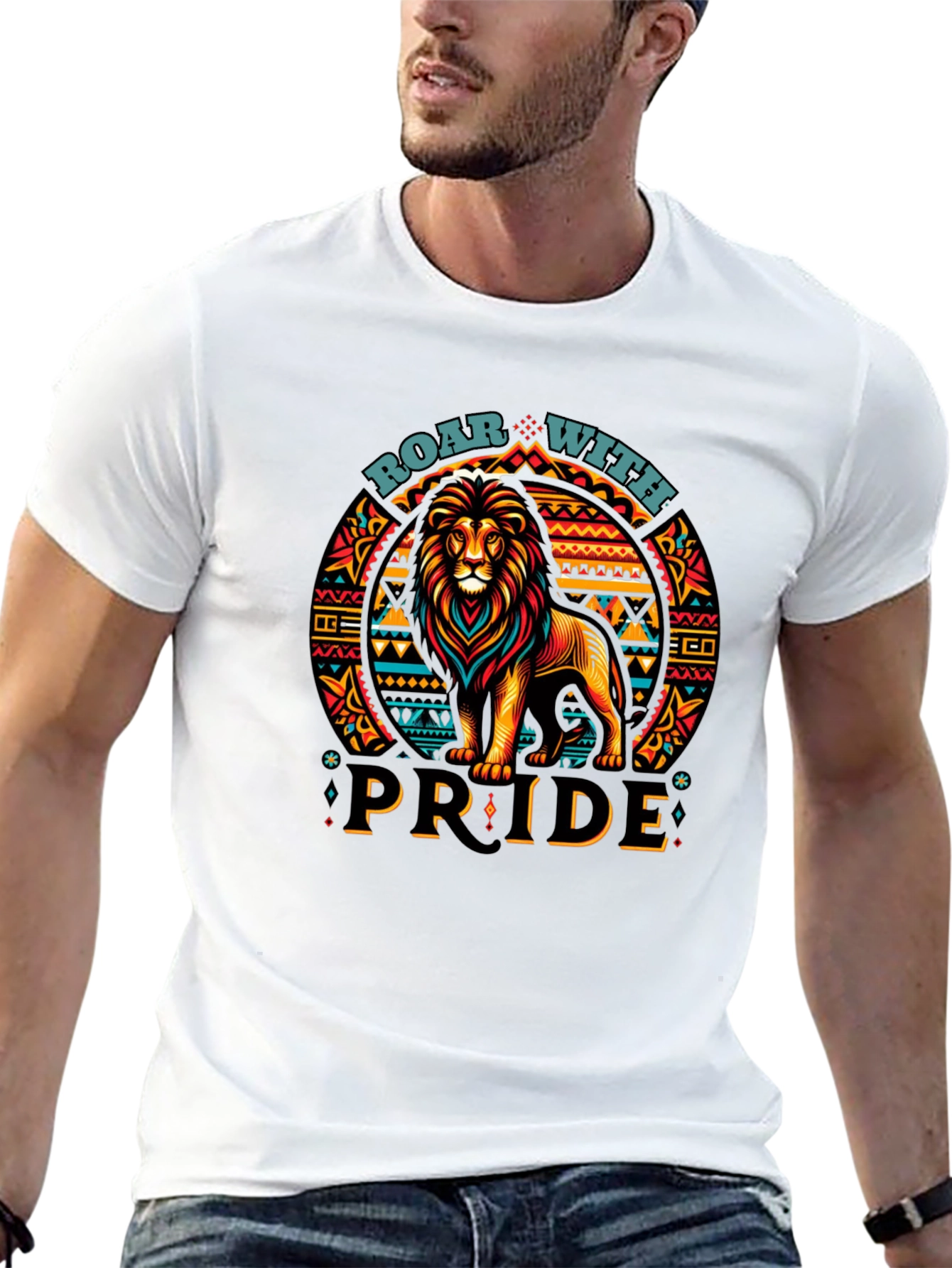 Roar With Pride Lion Graphic Tee - Black