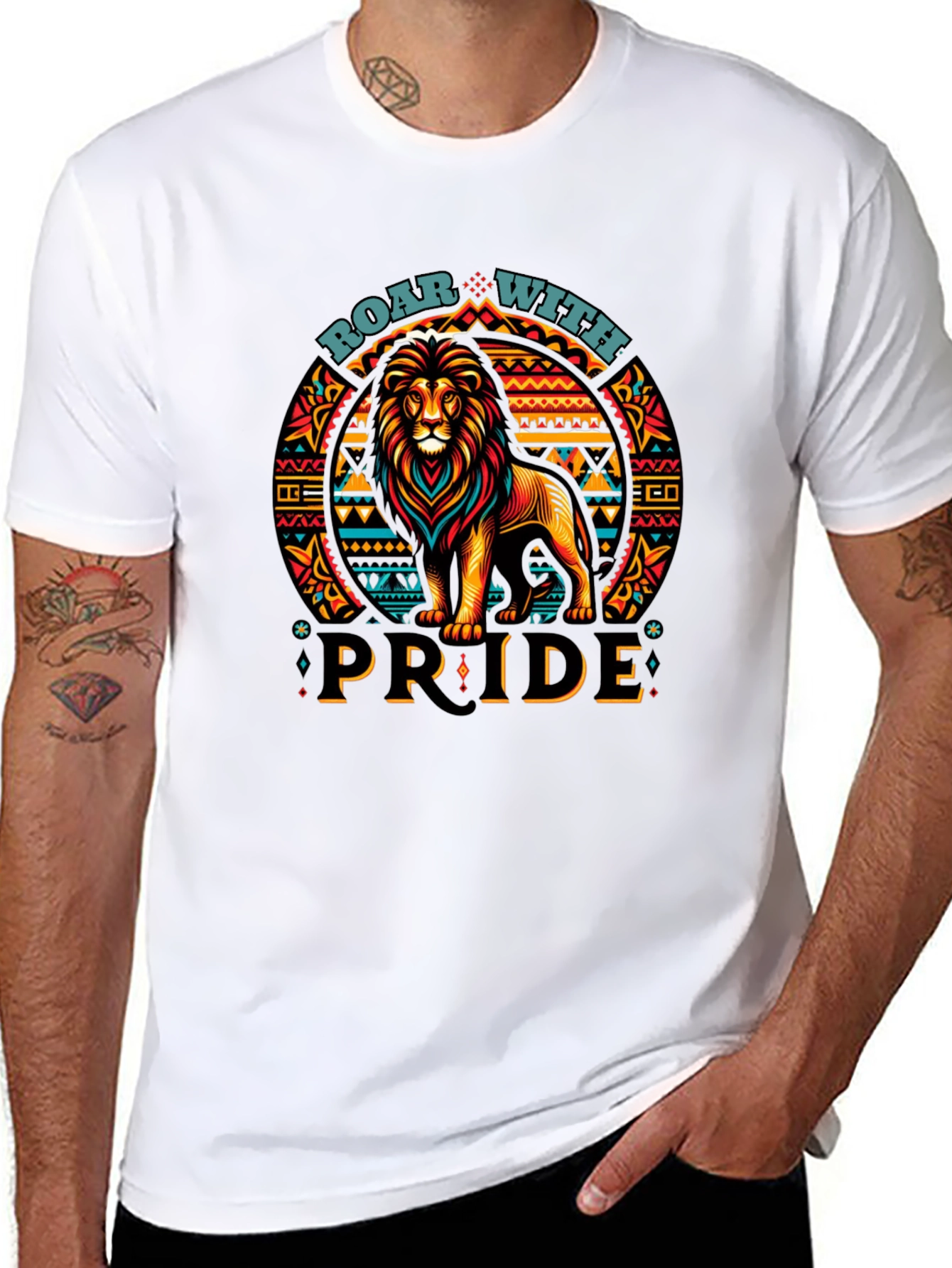 Roar With Pride Lion Graphic Tee - Black