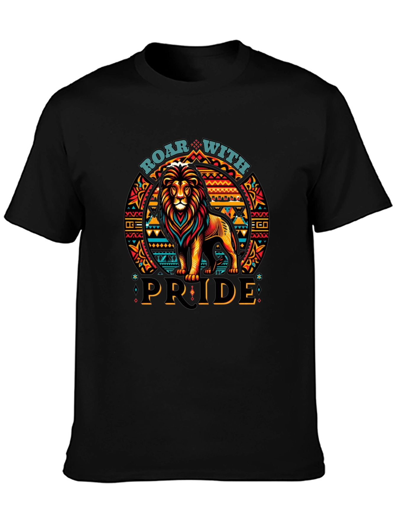 Roar With Pride Lion Graphic Tee - Black