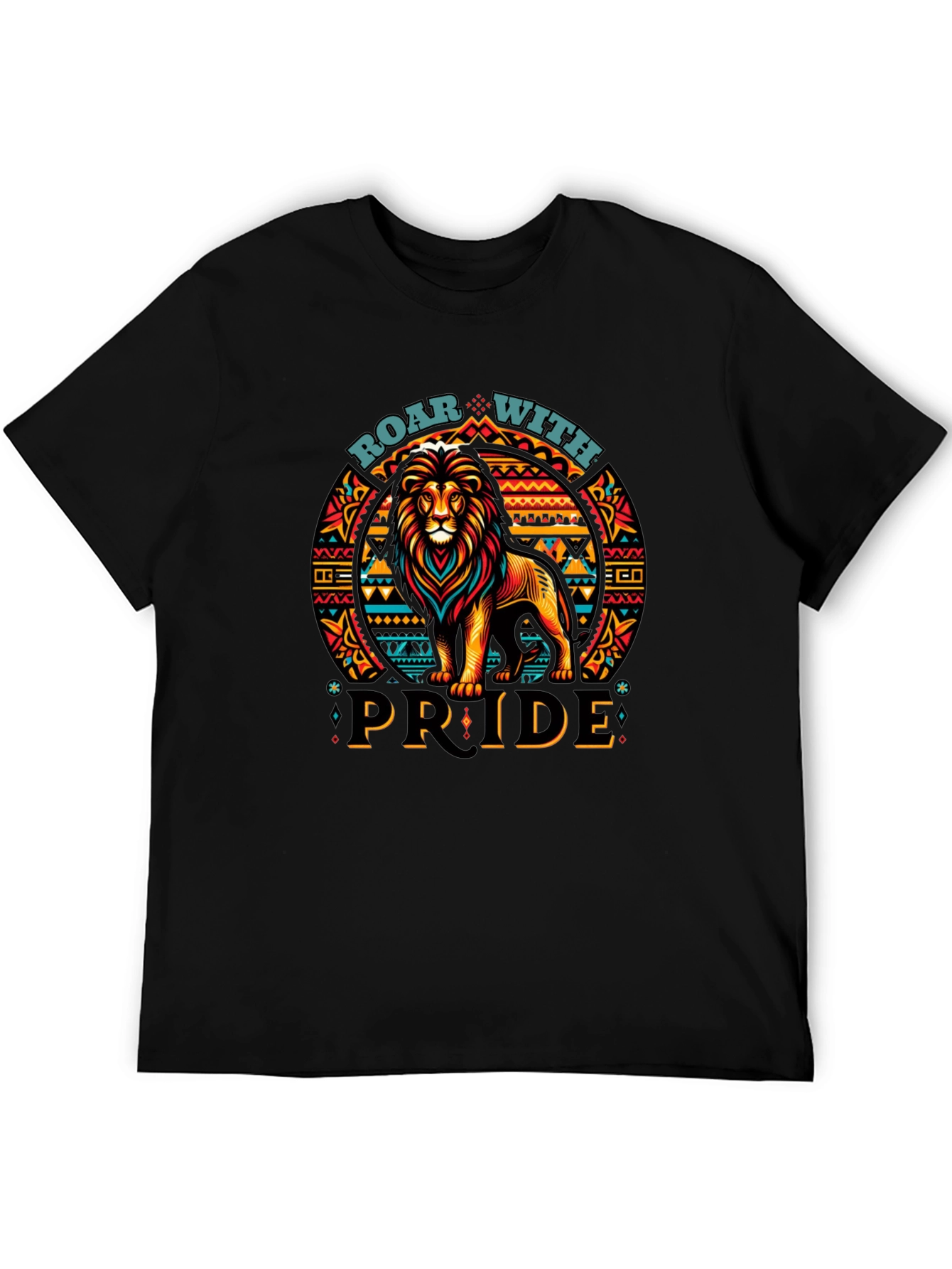 Roar With Pride Lion Graphic Tee - Black