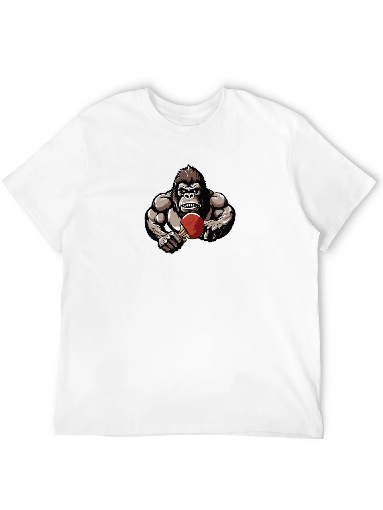 Gorilla Playing Table Tennis Black T-Shirt