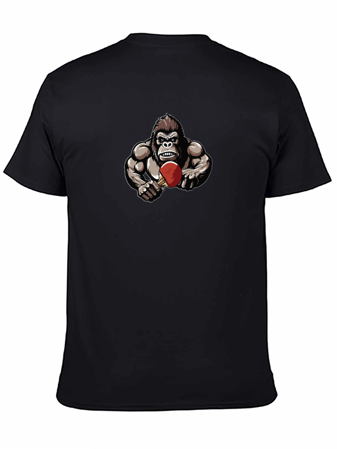 Gorilla Playing Table Tennis Black T-Shirt