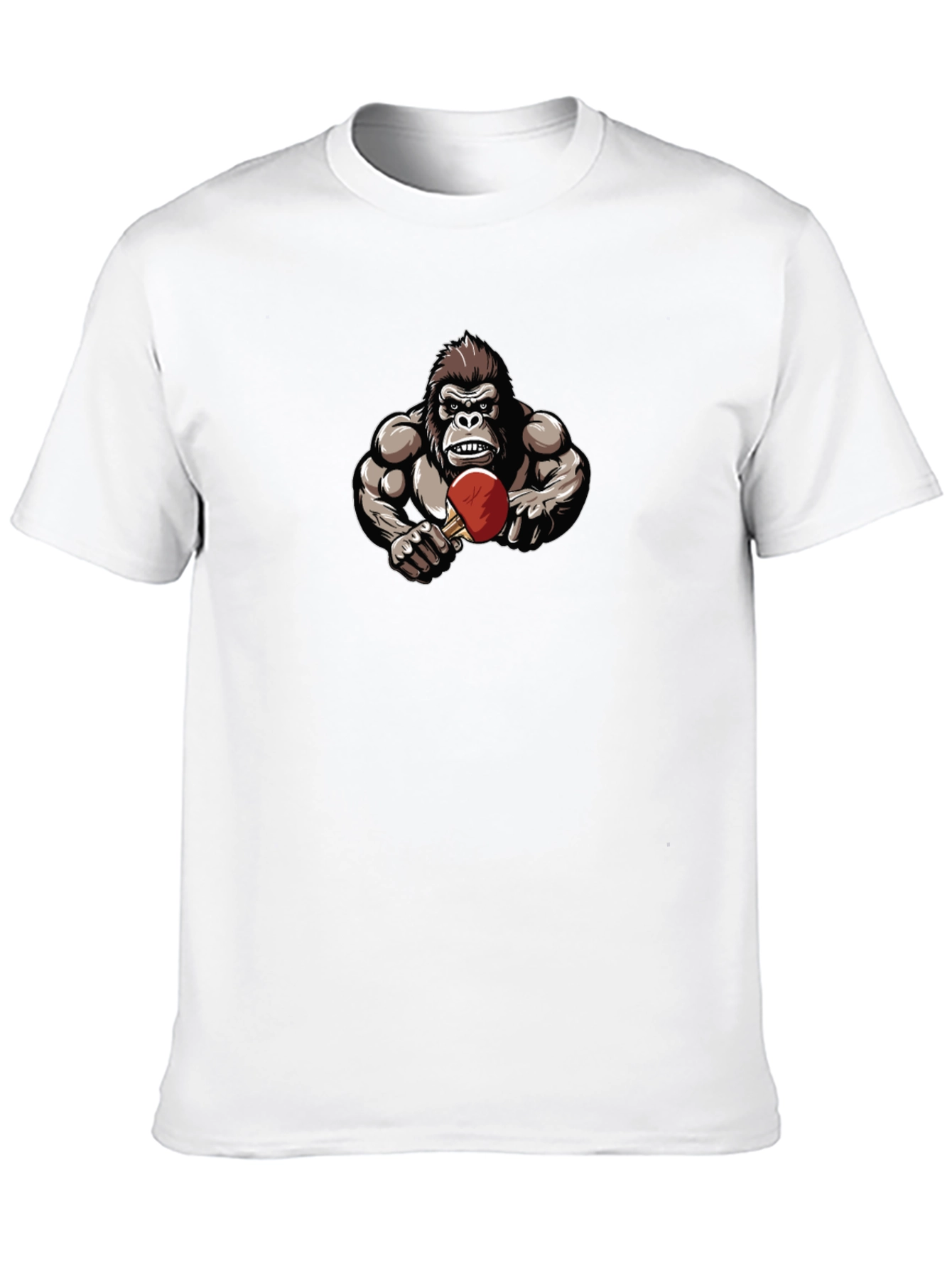 Gorilla Playing Table Tennis Black T-Shirt