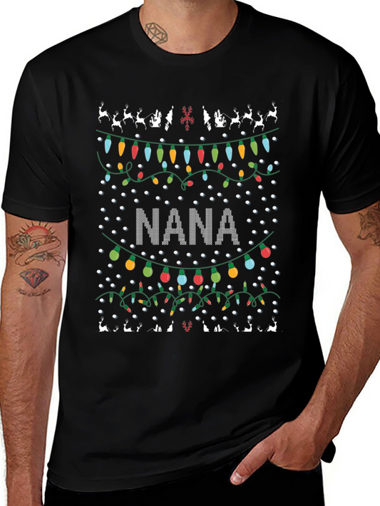 Nana Christmas Lights Ugly Christmas T-Shirt