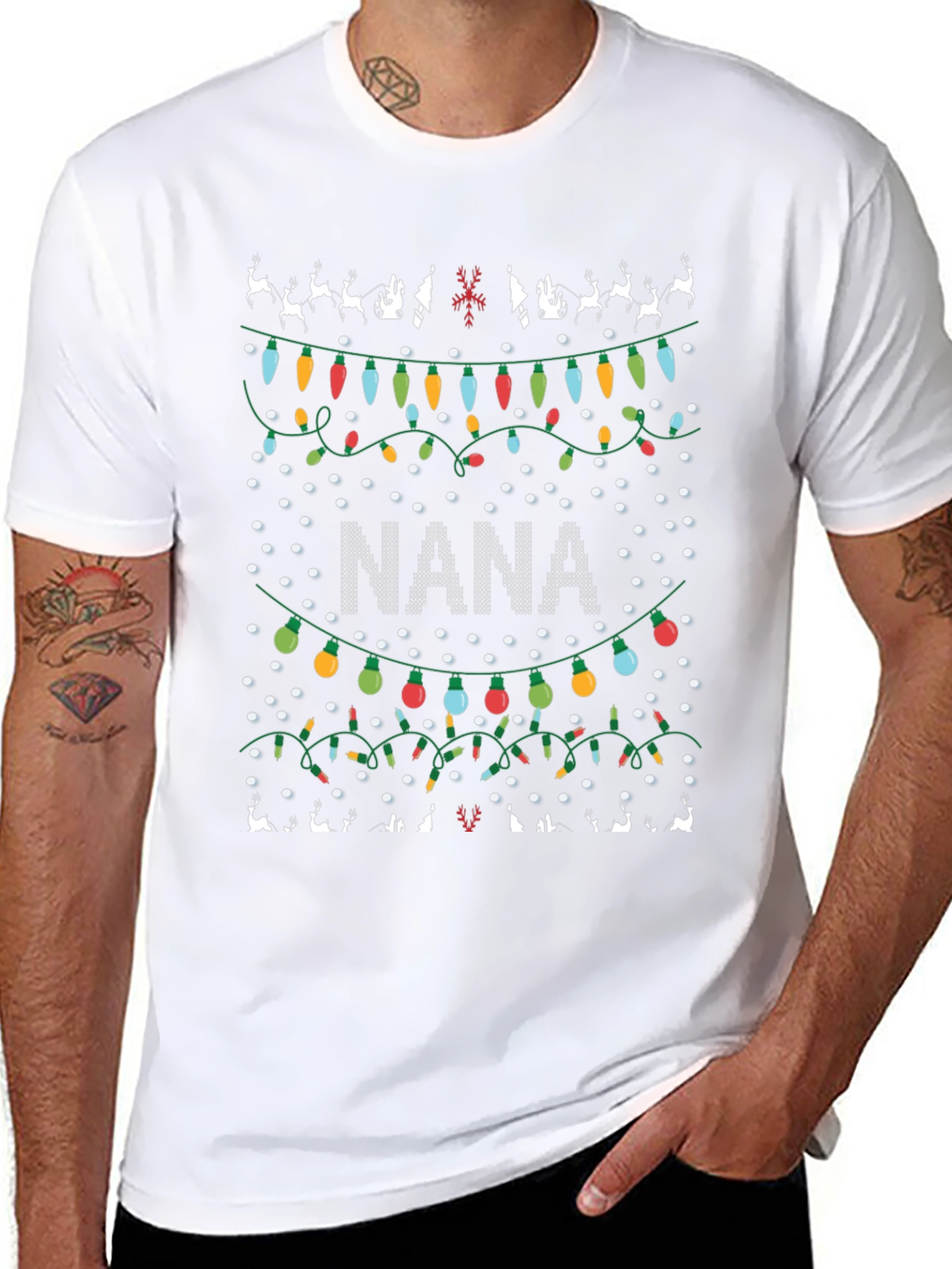 Nana Christmas Lights Ugly Christmas T-Shirt