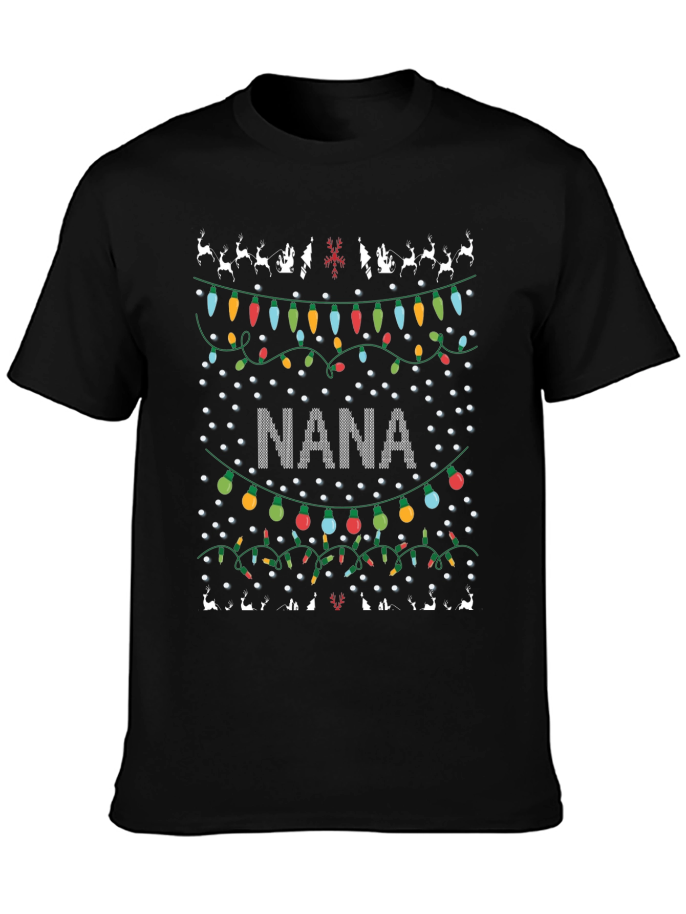 Nana Christmas Lights Ugly Christmas T-Shirt
