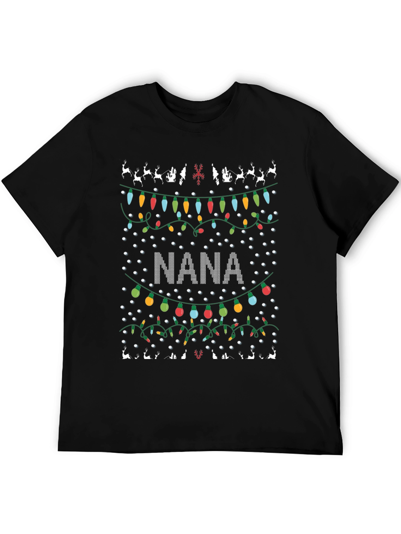 Nana Christmas Lights Ugly Christmas T-Shirt