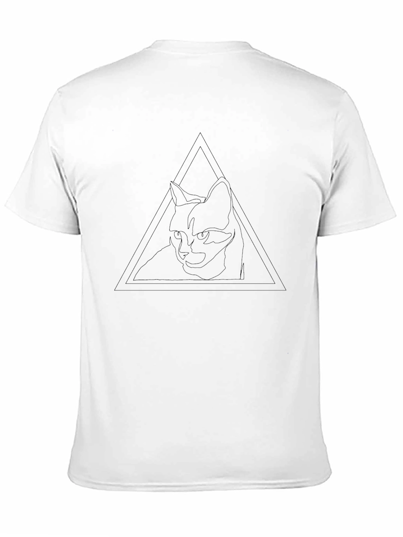 Abstract Cat Triangle Graphic Tee - Black