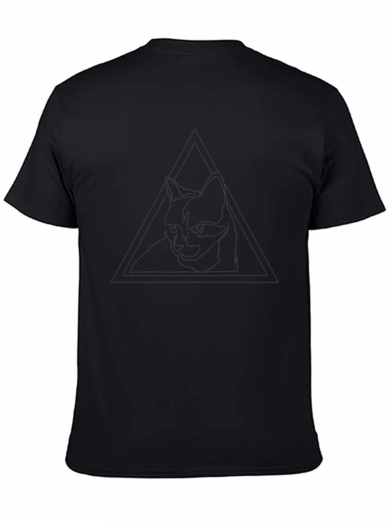 Abstract Cat Triangle Graphic Tee - Black