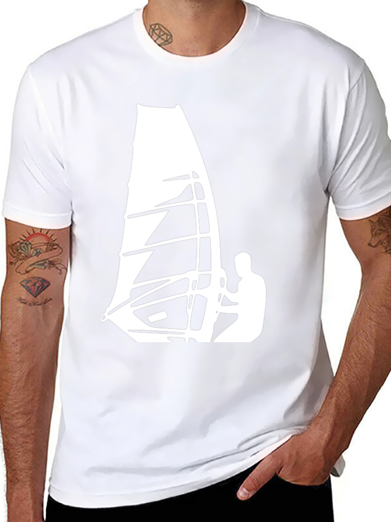 Windsurfing Graphic Tee - Cool Black T-Shirt