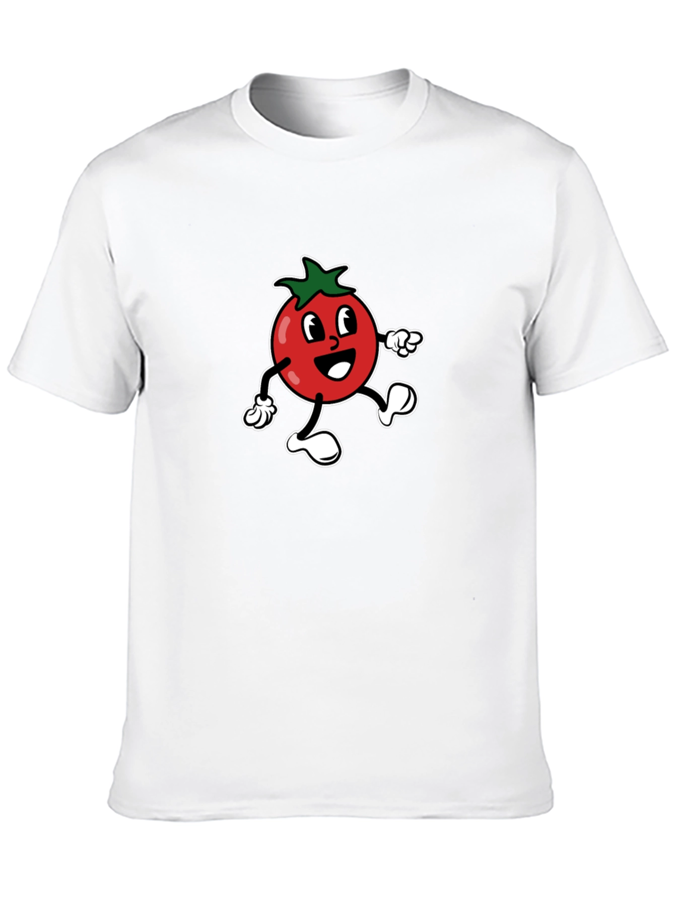 Tomato Cartoon Graphic Tee - Black Cotton T-Shirt