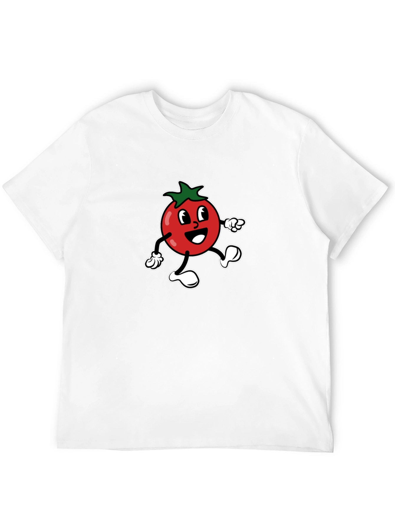 Tomato Cartoon Graphic Tee - Black Cotton T-Shirt
