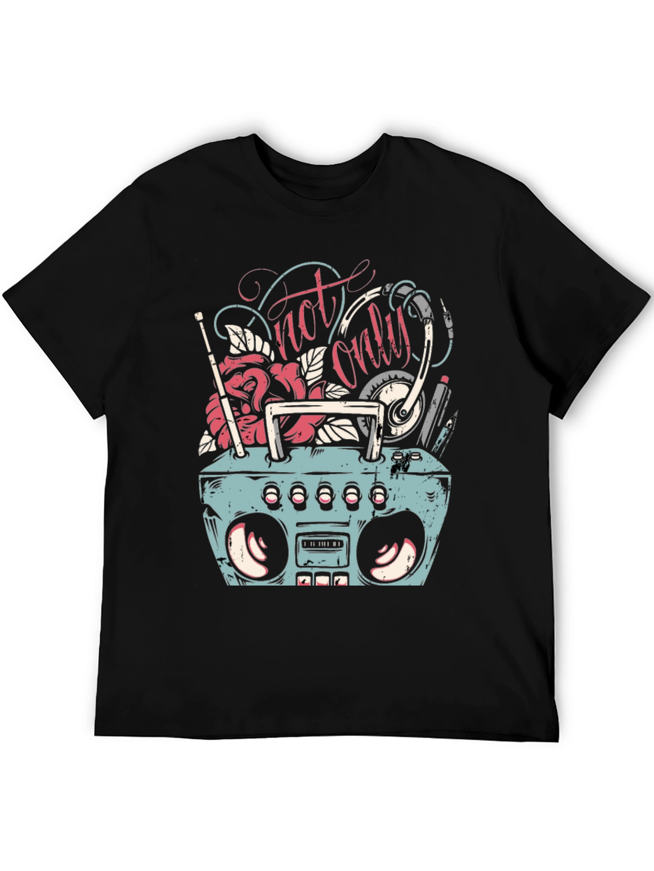 Retro Boombox Graphic Tee - Mens Black T-Shirt