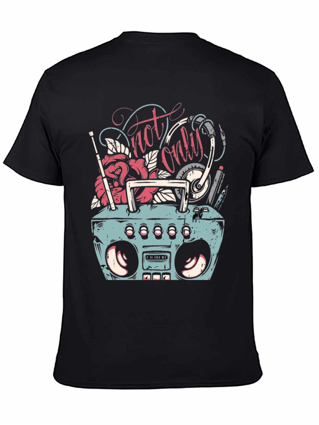 Retro Boombox Graphic Tee - Mens Black T-Shirt