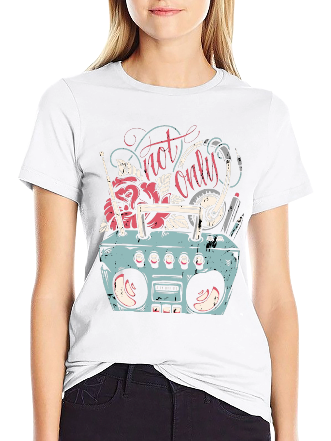 Retro Boombox Graphic Tee - Mens Black T-Shirt