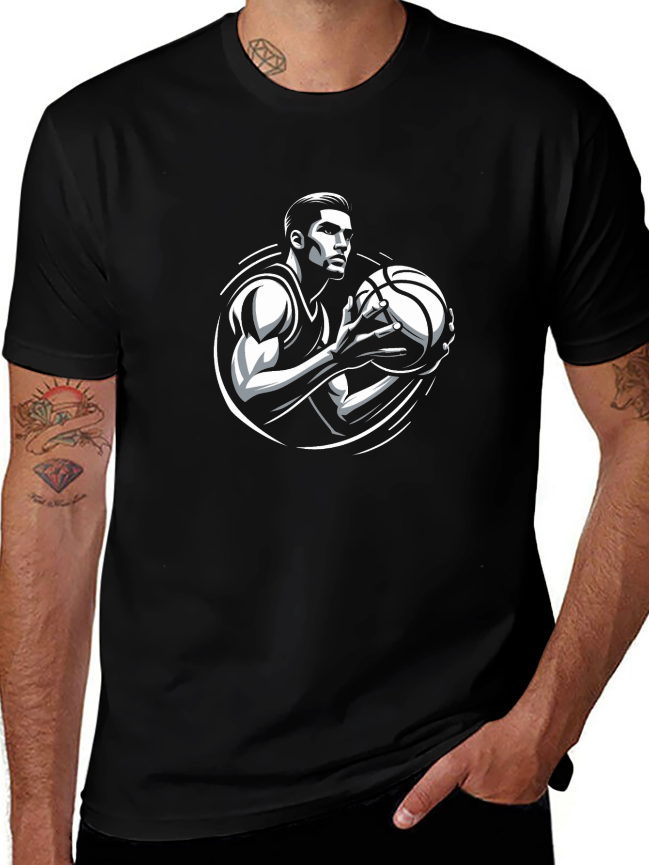 Basketball Player Graphic Tee - Black