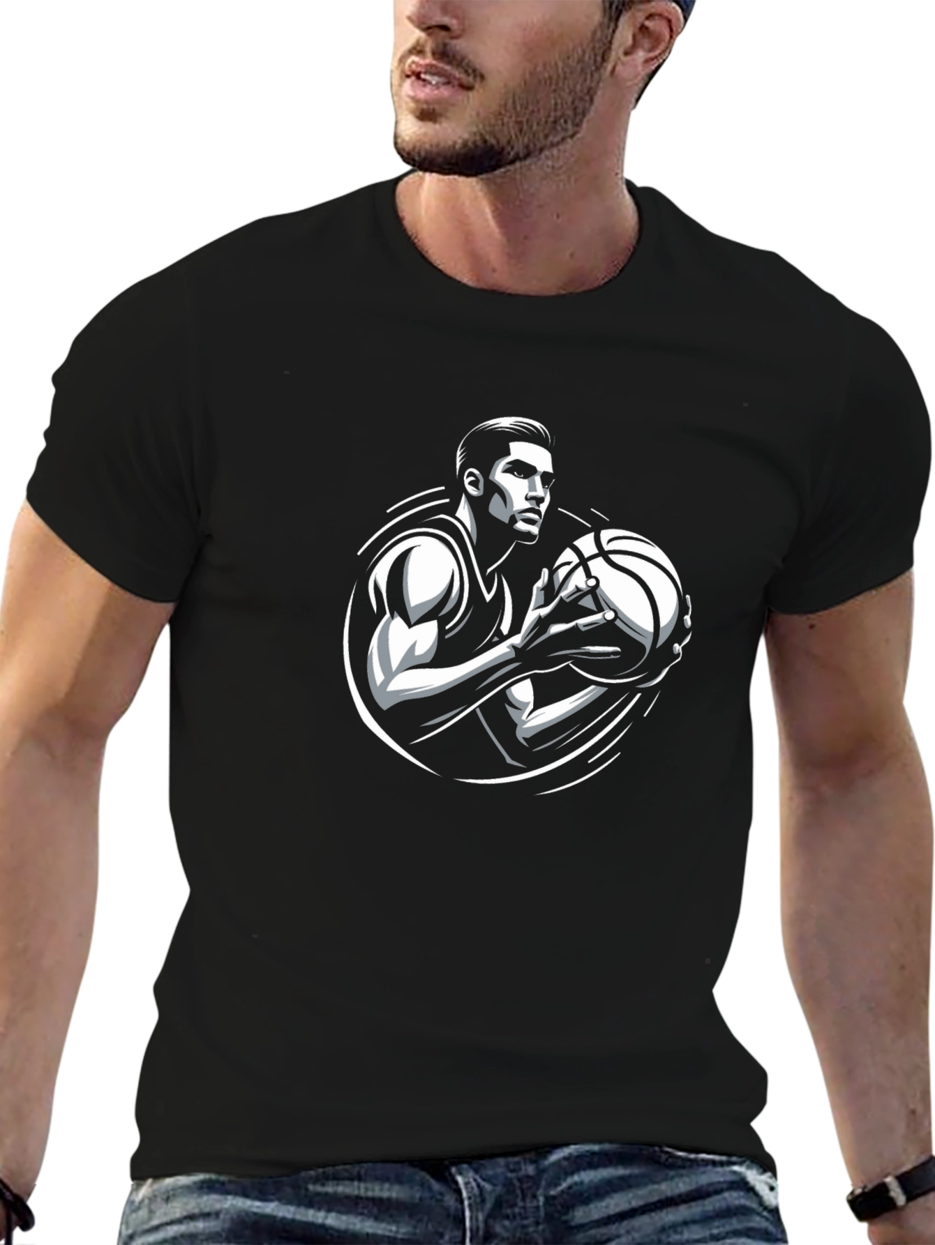Basketball Player Graphic Tee - Black