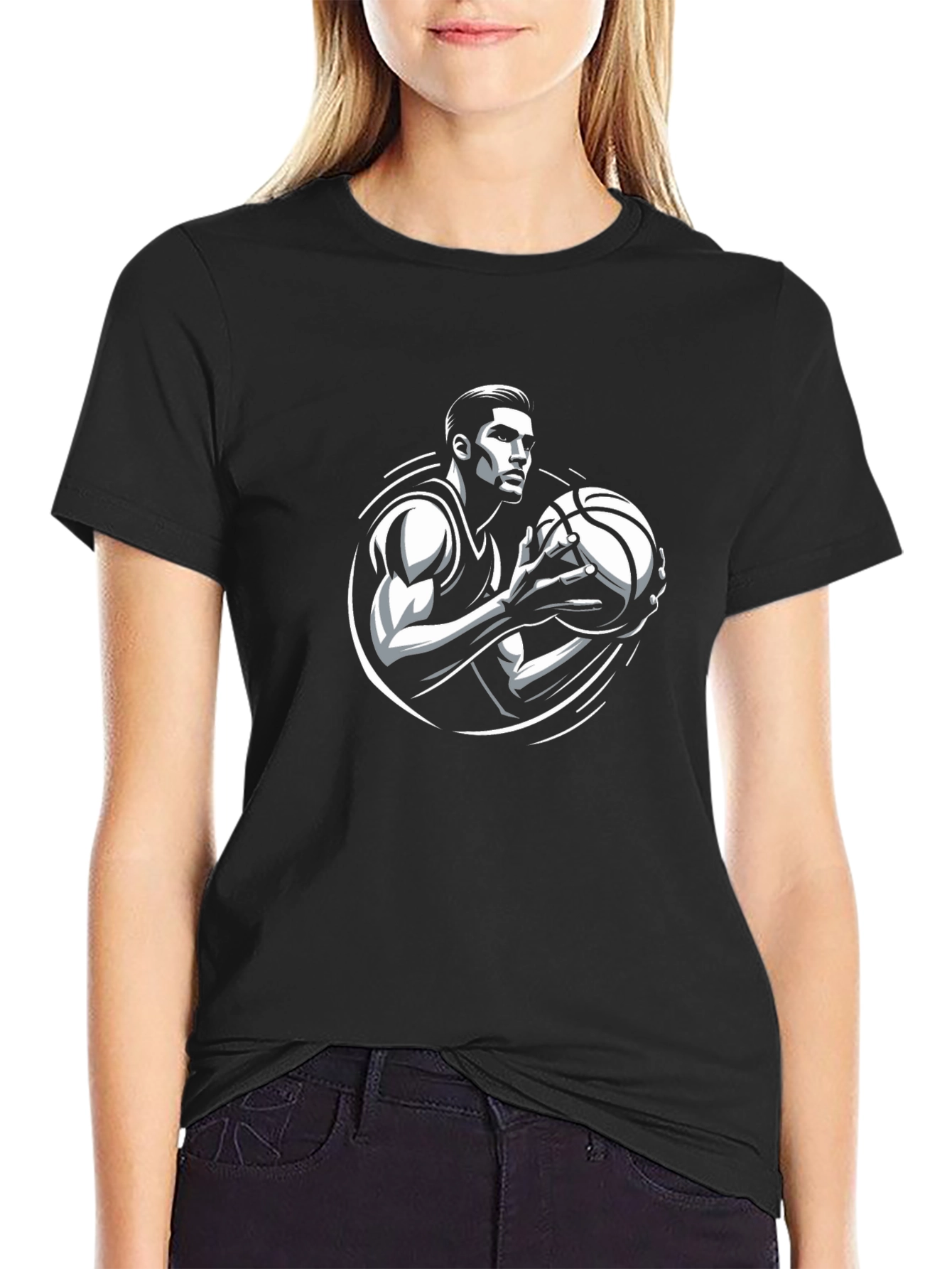 Basketball Player Graphic Tee - Black