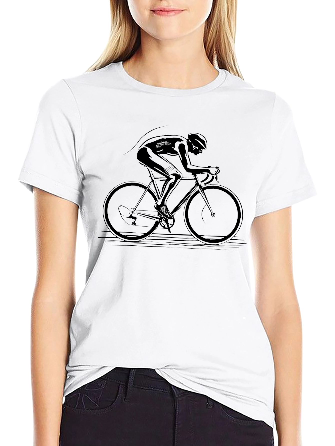 Black Bicycle Rider Graphic T-Shirt