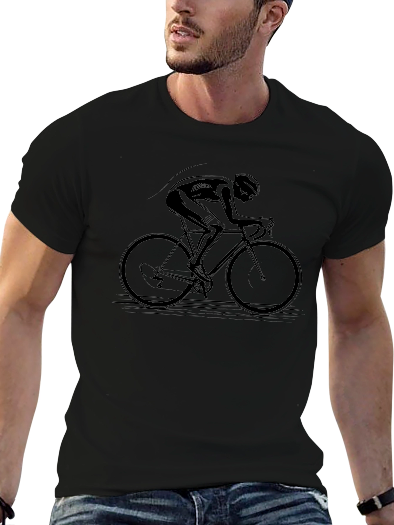 Black Bicycle Rider Graphic T-Shirt