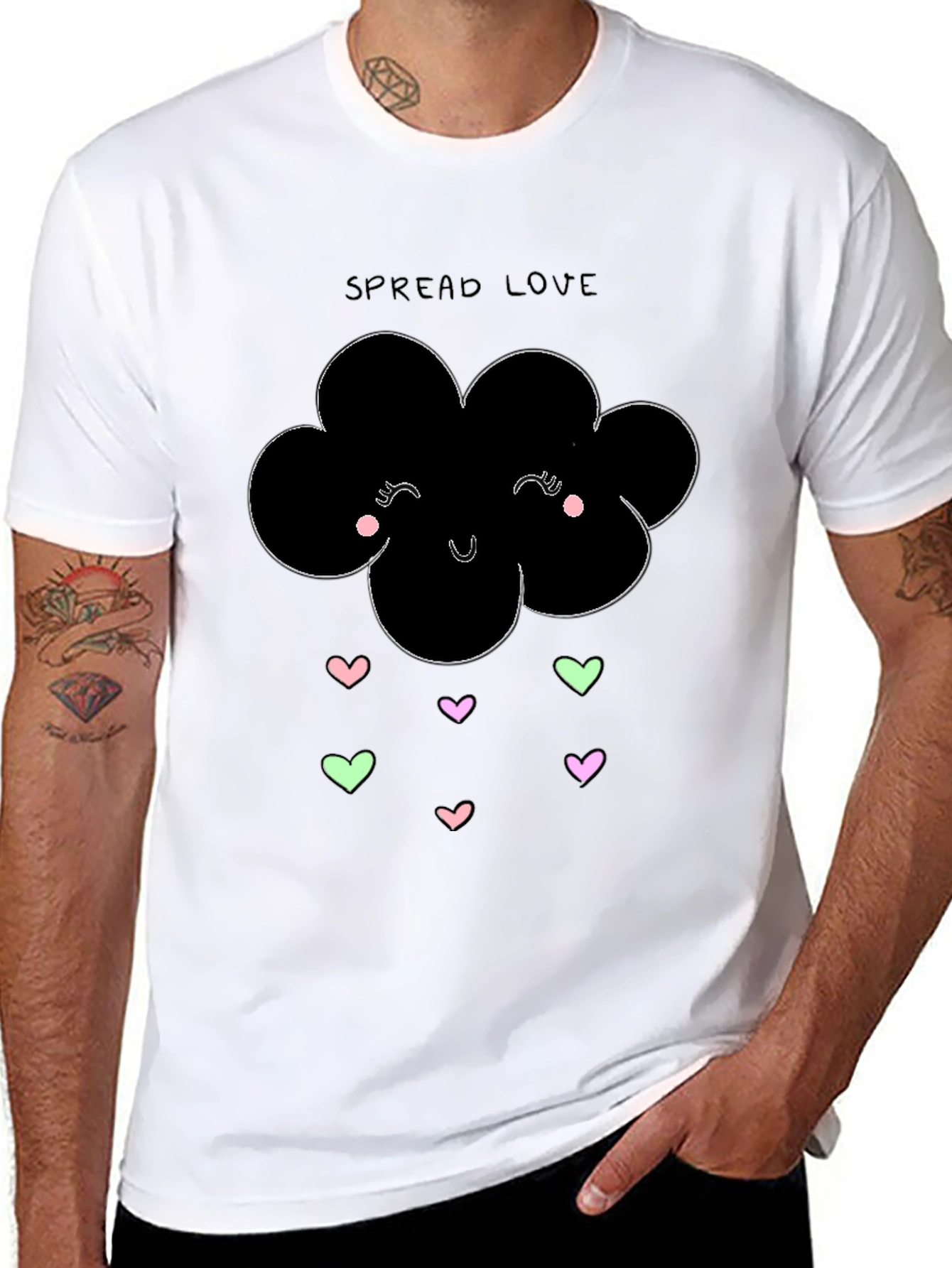 Spread Love Black Graphic T-Shirt