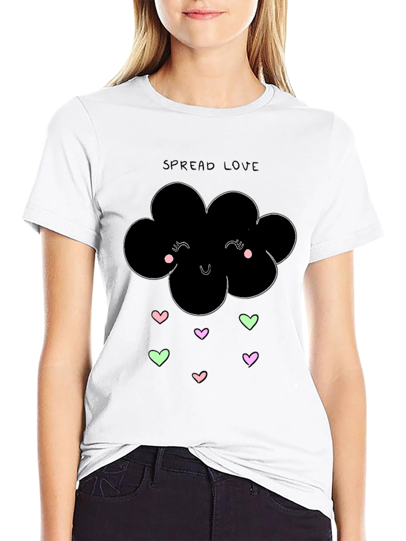 Spread Love Black Graphic T-Shirt